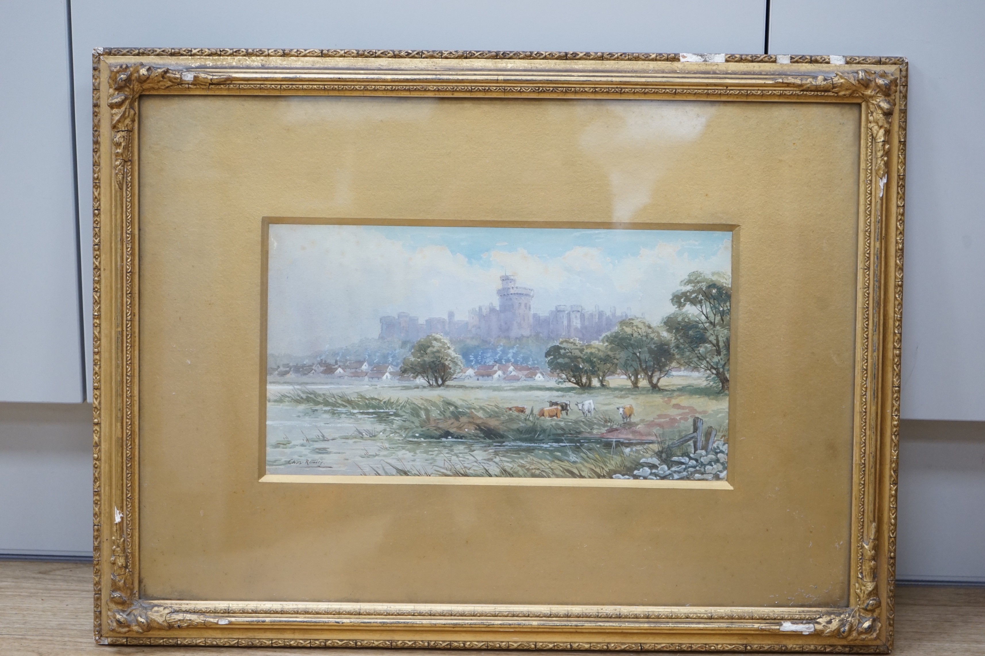 Charles Rowley (1839-1933), watercolour and bodycolour, View of Windsor Castle, signed, 18 x 32cm